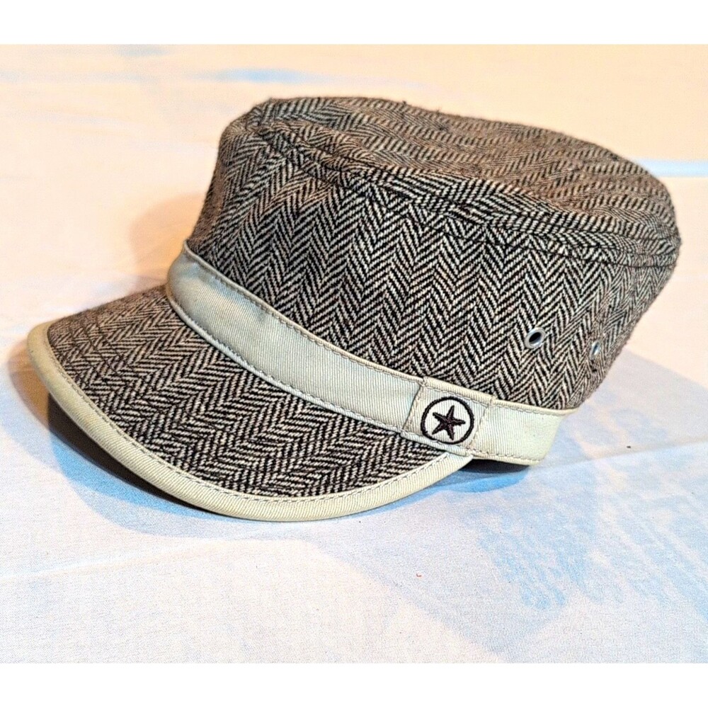 Converse Unisex Adults One Size Brown/Beige Herringbone Military Cap Adjustable